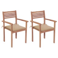 vidaXL Záhradné stoličky 2 ks béžové podložky teakový masív - cena, porovnanie