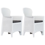 vidaXL Záhradné stoličky 2 ks biele plastové s vankúšmi ratanový vzhľad - cena, porovnanie
