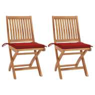 vidaXL Záhradné stoličky 2 ks červené podložky teakový masív - cena, porovnanie