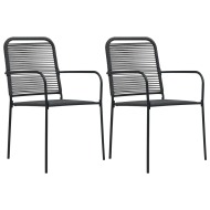 vidaXL Záhradné stoličky 2 ks čierne bavlnené šnúry a oceľ - cena, porovnanie