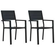 vidaXL Záhradné stoličky 2 ks, čierne, HDPE, drevený vzhľad - cena, porovnanie