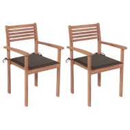vidaXL Záhradné stoličky 2 ks hnedosivé podložky teakový masív - cena, porovnanie