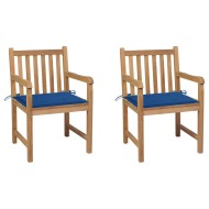 vidaXL Záhradné stoličky 2 ks kráľovsky modré podložky teakový masív - cena, porovnanie