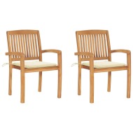 vidaXL Záhradné stoličky 2 ks krémové podložky tíkový masív - cena, porovnanie