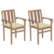 vidaXL Záhradné stoličky 2 ks krémovo-biele podložky tíkový masív - cena, porovnanie