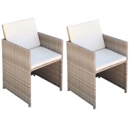 vidaXL Záhradné stoličky 2 ks, podložky a vankúše, polyratan, béžové - cena, porovnanie