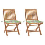 vidaXL Záhradné stoličky 2 ks podložky s listovým vzorom teakový masív - cena, porovnanie