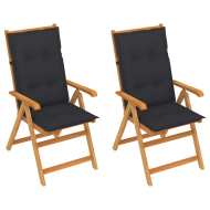 vidaXL Záhradné stoličky 2 ks s antracitovými podložkami tíkový masív - cena, porovnanie
