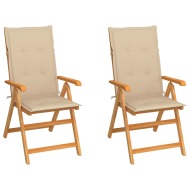 vidaXL Záhradné stoličky 2 ks s béžovými podložkami tíkový masív - cena, porovnanie