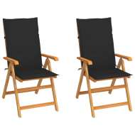 vidaXL Záhradné stoličky 2 ks s čiernymi podložkami tíkový masív - cena, porovnanie