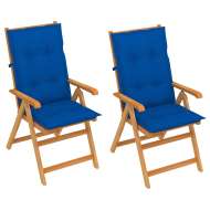 vidaXL Záhradné stoličky 2 ks s kráľovsky modrými podložkami tíkový masív - cena, porovnanie