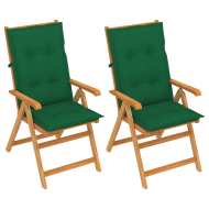 vidaXL Záhradné stoličky 2 ks so zelenými podložkami tíkový masív - cena, porovnanie