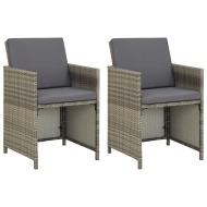 vidaXL Záhradné stoličky 2 ks s podložkami polyratan sivé - cena, porovnanie