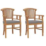 vidaXL Záhradné stoličky 2 ks s tmavosivými vankúšmi masívne tíkové drevo - cena, porovnanie