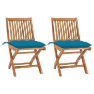 vidaXL Záhradné stoličky 2 ks, svetlomodré podložky, tíkový masív - cena, porovnanie