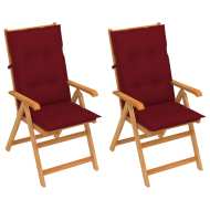 vidaXL Záhradné stoličky 2 ks s vínovočervenými podložkami tíkový masív - cena, porovnanie