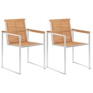 vidaXL Záhradné stoličky 2 ks teakový masív a nehrdzavejúca oceľ - cena, porovnanie