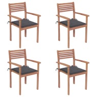 vidaXL Záhradné stoličky 4 ks antracitové podložky teakový masív - cena, porovnanie