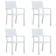 vidaXL Záhradné stoličky 4 ks, biele, HDPE, drevený vzhľad - cena, porovnanie