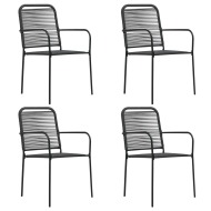 vidaXL Záhradné stoličky 4 ks čierne bavlnené šnúry a oceľ - cena, porovnanie