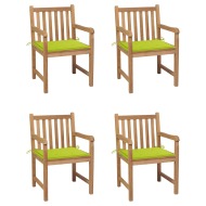 vidaXL Záhradné stoličky 4 ks jasnozelené podložky tíkový masív - cena, porovnanie