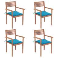 vidaXL Záhradné stoličky 4 ks modré podložky teakový masív - cena, porovnanie