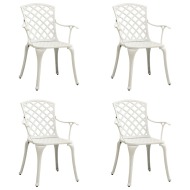 vidaXL Záhradné stoličky 4 ks odlievaný hliník biele - cena, porovnanie