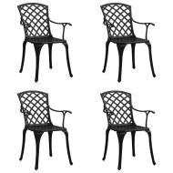 vidaXL Záhradné stoličky 4 ks odlievaný hliník čierne - cena, porovnanie