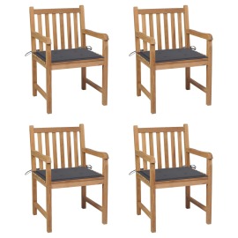 vidaXL Záhradné stoličky 4 ks s antracitovými podložkami teakový masív