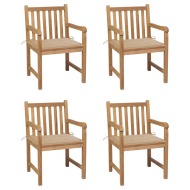vidaXL Záhradné stoličky 4 ks s béžovými podložkami teakový masív - cena, porovnanie