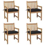 vidaXL Záhradné stoličky 4 ks s čiernymi podložkami teakový masív - cena, porovnanie