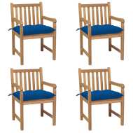 vidaXL Záhradné stoličky 4 ks s modrými podložkami teakový masív - cena, porovnanie