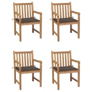 vidaXL Záhradné stoličky 4 ks so sivohnedými podložkami teakový masív - cena, porovnanie