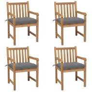 vidaXL Záhradné stoličky 4 ks so sivými podložkami teakový masív - cena, porovnanie