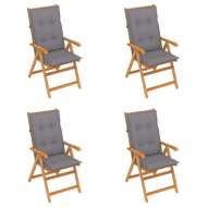 vidaXL Záhradné stoličky 4 ks so sivými podložkami tíkový masív - cena, porovnanie