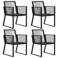 vidaXL Záhradné stoličky 4 ks, s povrázkami, ratan, čierne - cena, porovnanie