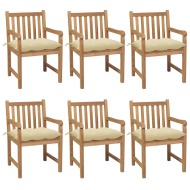 vidaXL Záhradné stoličky 6 ks s krémovobielymi podložkami tíkový masív - cena, porovnanie