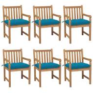 vidaXL Záhradné stoličky 6 ks so svetlomodrými podložkami tíkový masív - cena, porovnanie