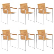 vidaXL Záhradné stoličky 6 ks tíkový masív a nehrdzavejúca oceľ - cena, porovnanie