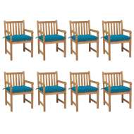 vidaXL Záhradné stoličky 8 ks s bledomodrými podložkami teakový masív - cena, porovnanie