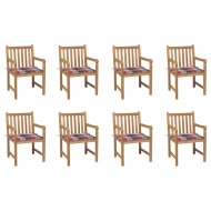vidaXL Záhradné stoličky 8 ks s červenými kockovanými podložkami tíkový masív - cena, porovnanie