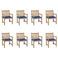 vidaXL Záhradné stoličky 8 ks s kráľovsky modrými podložkami tíkový masív - cena, porovnanie