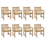 vidaXL Záhradné stoličky 8 ks s krémovobielymi podložkami tíkový masív - cena, porovnanie