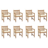 vidaXL Záhradné stoličky 8 ks s krémovými podložkami tíkový masív - cena, porovnanie