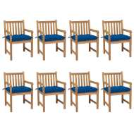 vidaXL Záhradné stoličky 8 ks s modrými podložkami tíkový masív - cena, porovnanie
