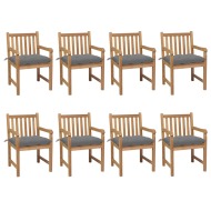vidaXL Záhradné stoličky 8 ks so sivými podložkami tíkový masív - cena, porovnanie