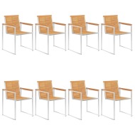 vidaXL Záhradné stoličky 8 ks teakový masív a nehrdzavejúca oceľ - cena, porovnanie