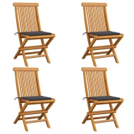 vidaXL Záhradné stoličky, antracitové podložky 4 ks, tíkový masív - cena, porovnanie