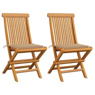 vidaXL Záhradné stoličky, béžové podložky 2 ks, tíkový masív - cena, porovnanie