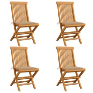 vidaXL Záhradné stoličky, béžové podložky 4 ks, tíkový masív - cena, porovnanie
